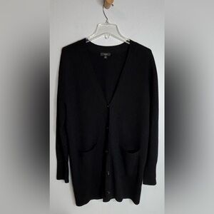J. CREW BLACK LONG BUTTON FRONT CARDIGAN